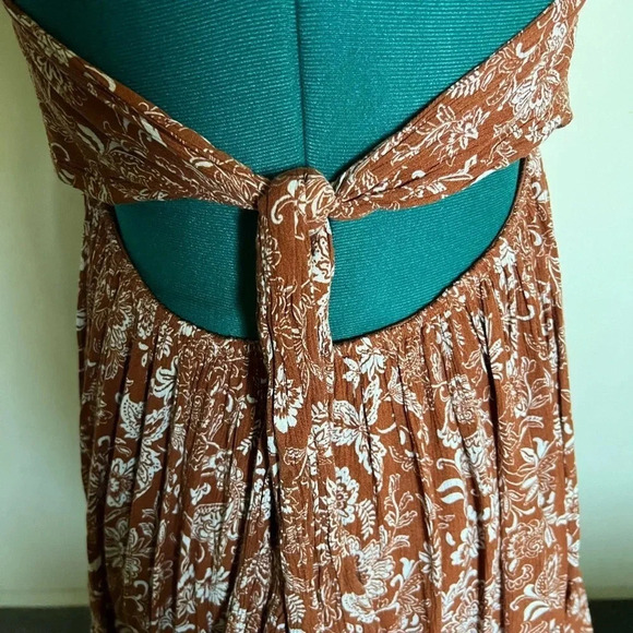 Lovely Day  BROWN FLORAL SMOCKED
TIERED SKATER DRESS - Picture 7 of 11